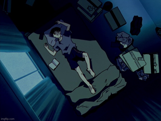 Average modern baseball listening session | image tagged in shinji sleeping | made w/ Imgflip meme maker