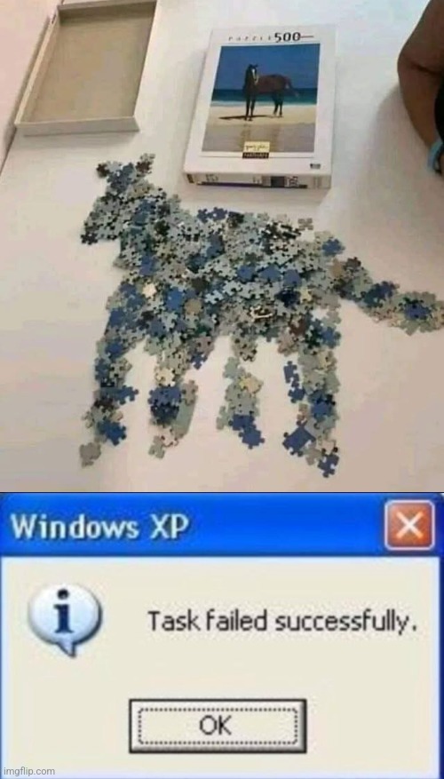 Puzzling | image tagged in task failed successfully,puzzles,horses,horse,puzzle,puzzled | made w/ Imgflip meme maker