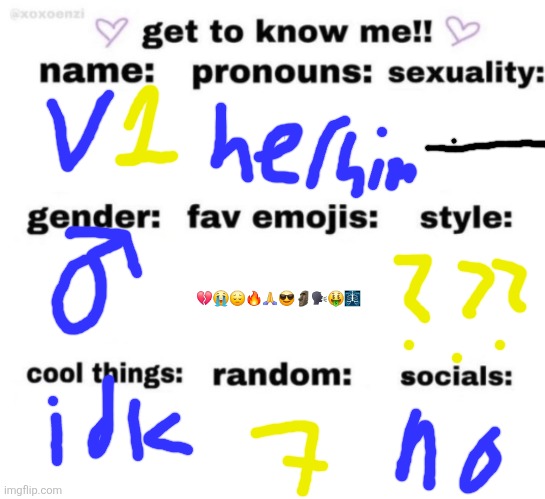 get to know me but better | 💔😭😔🔥🙏😎🗿🗣🤑🩻 | image tagged in get to know me but better | made w/ Imgflip meme maker