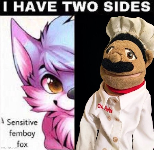 I have two sides | image tagged in i have two sides | made w/ Imgflip meme maker