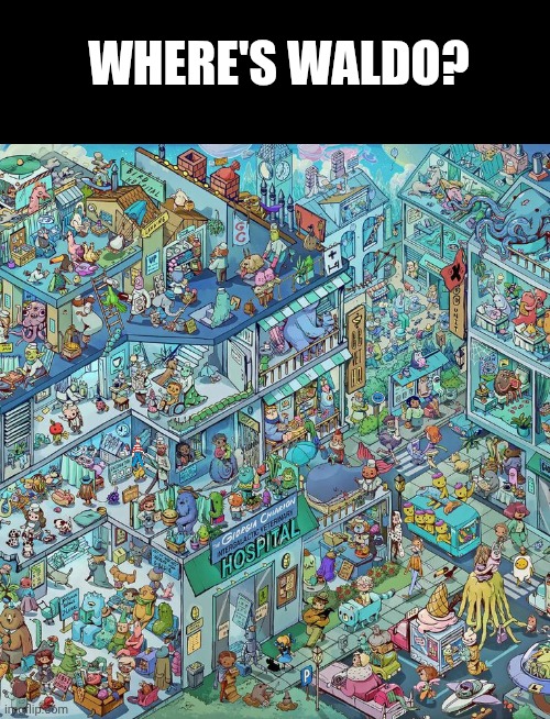 Upvote when you find him | WHERE'S WALDO? | image tagged in where's waldo | made w/ Imgflip meme maker