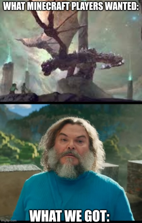 The Minecraft movie was heavily carried by memes | WHAT MINECRAFT PLAYERS WANTED:; WHAT WE GOT: | image tagged in i am steve | made w/ Imgflip meme maker