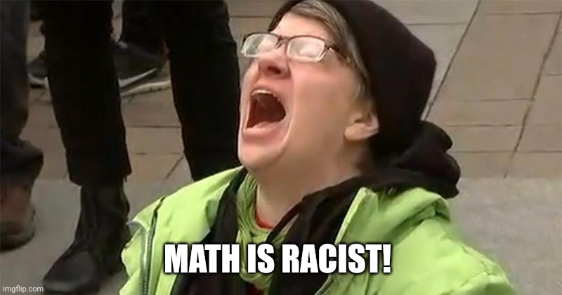 crying liberal | MATH IS RACIST! | image tagged in crying liberal | made w/ Imgflip meme maker