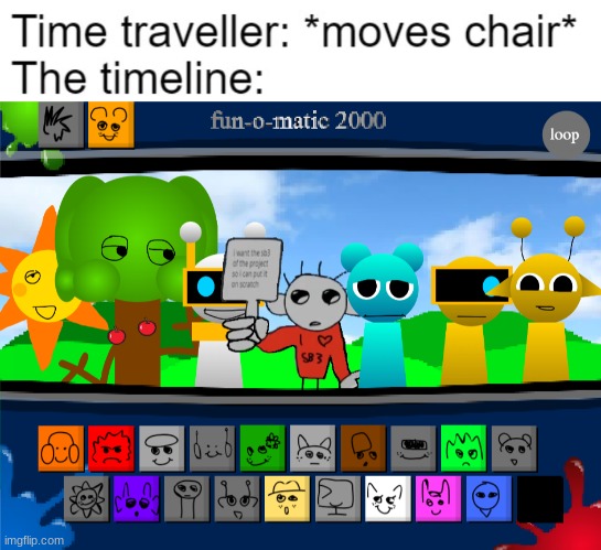 something a lot of sprunki 1996 people really want | image tagged in time traveller moves chair | made w/ Imgflip meme maker