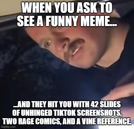 Officer Disappointed in Humanity | WHEN YOU ASK TO SEE A FUNNY MEME... …AND THEY HIT YOU WITH 42 SLIDES OF UNHINGED TIKTOK SCREENSHOTS, TWO RAGE COMICS, AND A VINE REFERENCE. | image tagged in memes,funny memes,cops,memelord344 | made w/ Imgflip meme maker