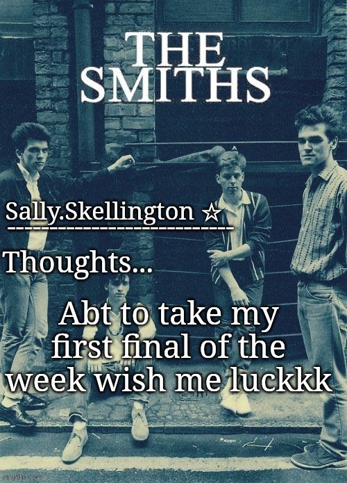 Sally's temp | Abt to take my first final of the week wish me luckkk | image tagged in sally's temp | made w/ Imgflip meme maker