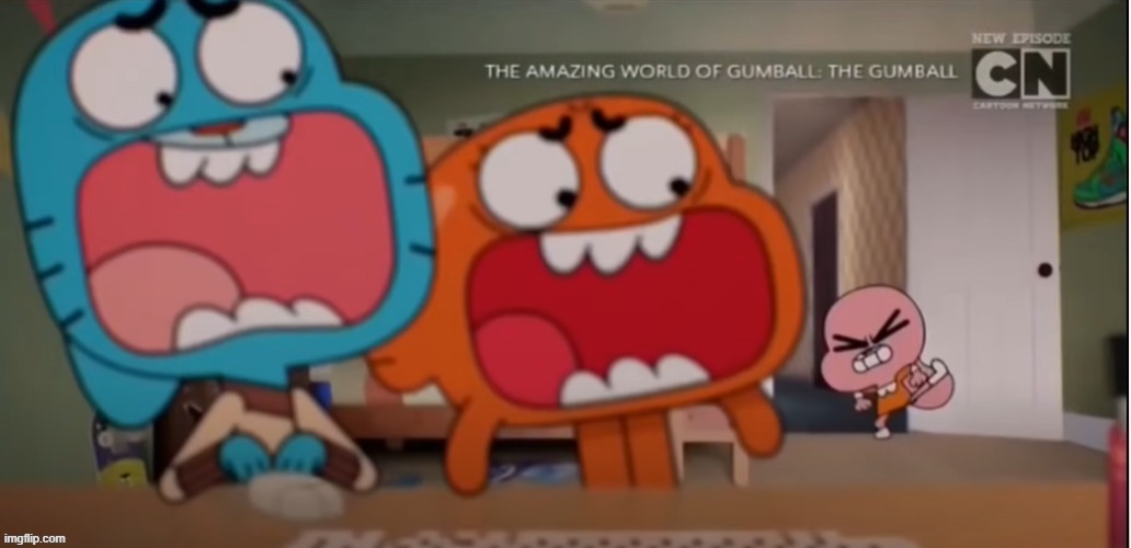 image tagged in gumball and darwin screaming at anais | made w/ Imgflip meme maker