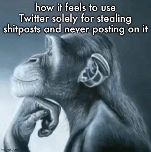 how it feels to use Twitter solely for stealing shitposts and never posting on it | made w/ Imgflip meme maker
