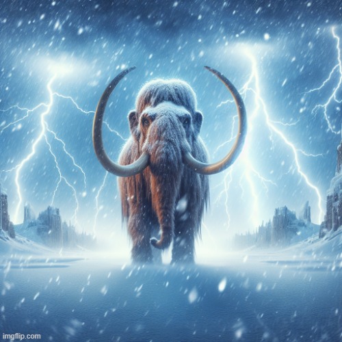 Wise mystical mammoth in a snowstorm with lightning | image tagged in wise mystical mammoth in a snowstorm with lightning | made w/ Imgflip meme maker