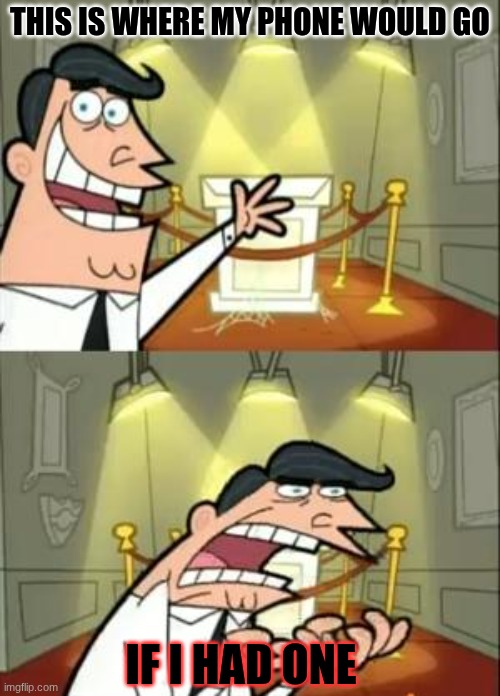 i want a phoneq | THIS IS WHERE MY PHONE WOULD GO; IF I HAD ONE | image tagged in memes,this is where i'd put my trophy if i had one | made w/ Imgflip meme maker