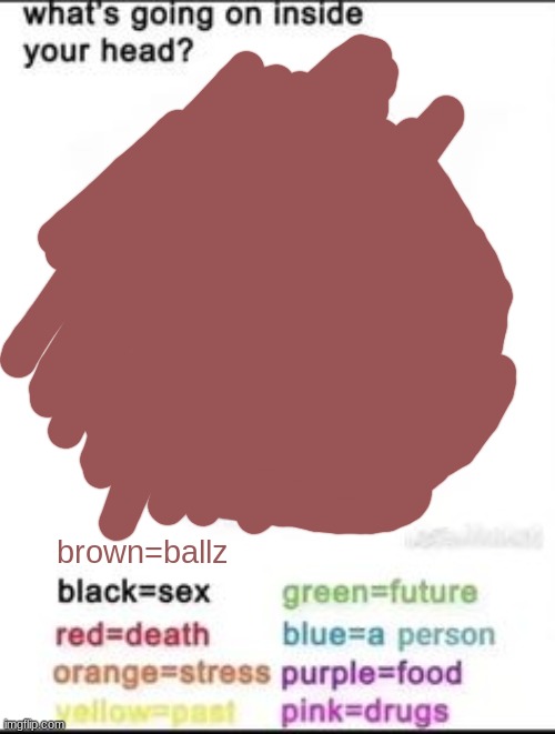 What's going on inside your head? | brown=ballz | image tagged in what's going on inside your head | made w/ Imgflip meme maker