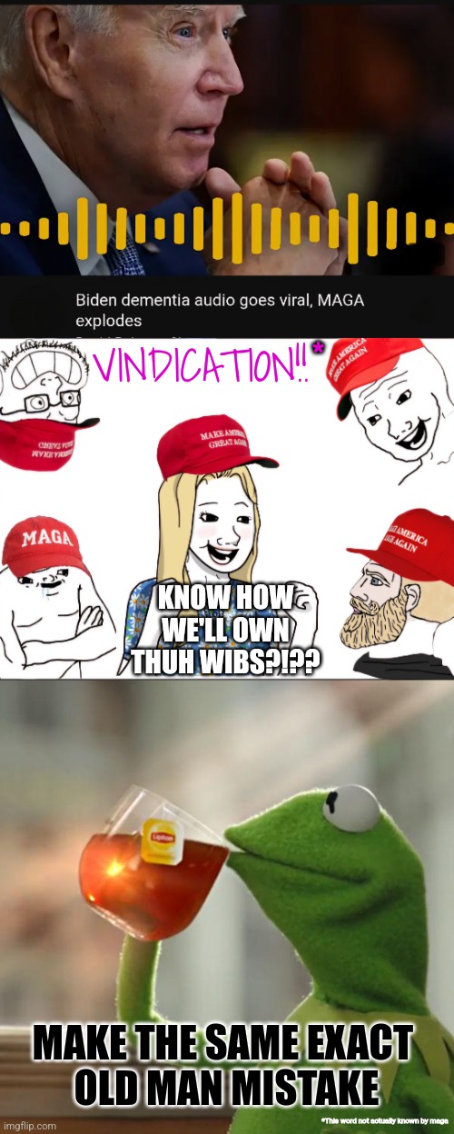 This is how empires fall. Stupid people making stupid decisions/putting stupid ppl in charge 2 make stupid decisions | *; VINDICATION!! KNOW HOW WE'LL OWN THUH WIBS?!?? MAKE THE SAME EXACT 
OLD MAN MISTAKE; *This word not actually known by maga | image tagged in memes,but that's none of my business,stupid people | made w/ Imgflip meme maker