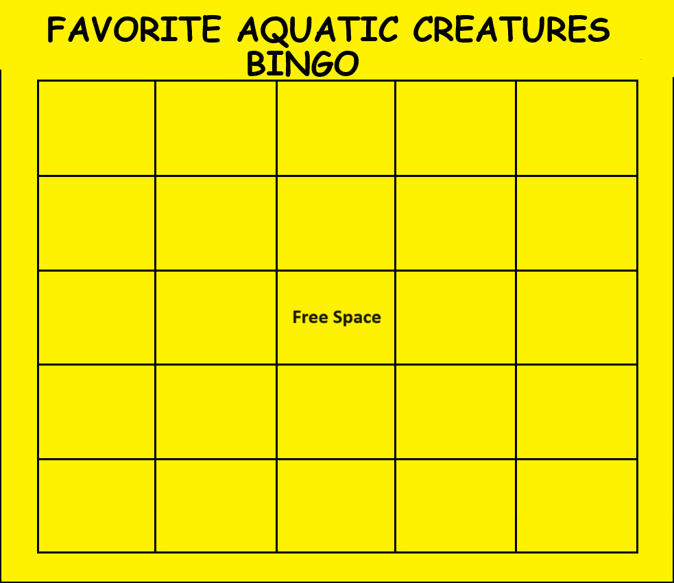 favorite aquatic creatures bingo Blank Meme Template