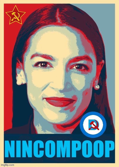 “Nin-commie-poop would also be acceptable… | image tagged in political meme,aoc,nincompoop,democrat | made w/ Imgflip meme maker