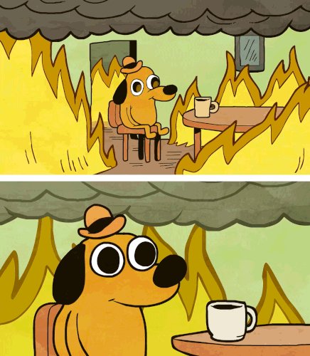 Dog in fire Blank Meme Template