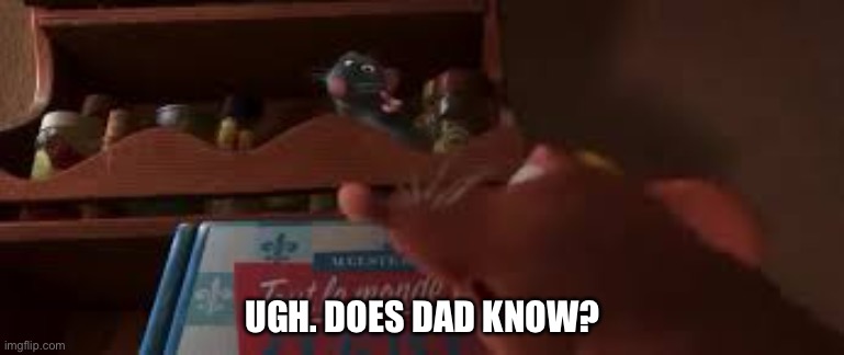 Does dad know | UGH. DOES DAD KNOW? | image tagged in funny | made w/ Imgflip meme maker