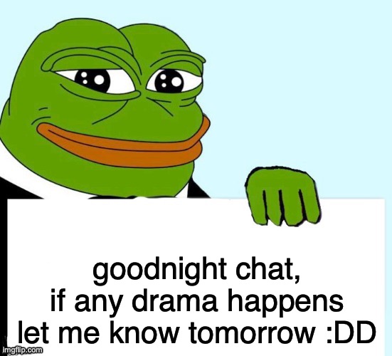 Smirking Data Frog | goodnight chat, if any drama happens let me know tomorrow :DD | image tagged in smirking data frog | made w/ Imgflip meme maker
