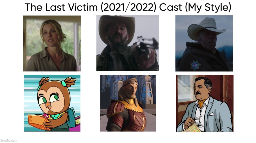 The Last Victim (2021/2022) Cast (My Style) | image tagged in the last victim 2021/2022 cast my style,meme,memes,spoof cast,the last victim,characters | made w/ Imgflip meme maker