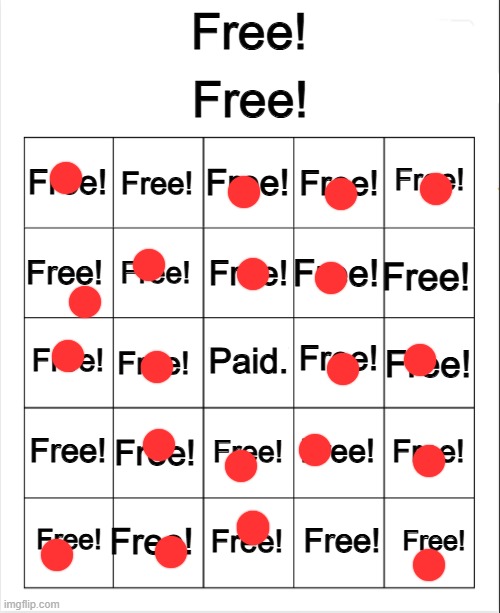there are 0 bingos on this board. | image tagged in free bingo | made w/ Imgflip meme maker