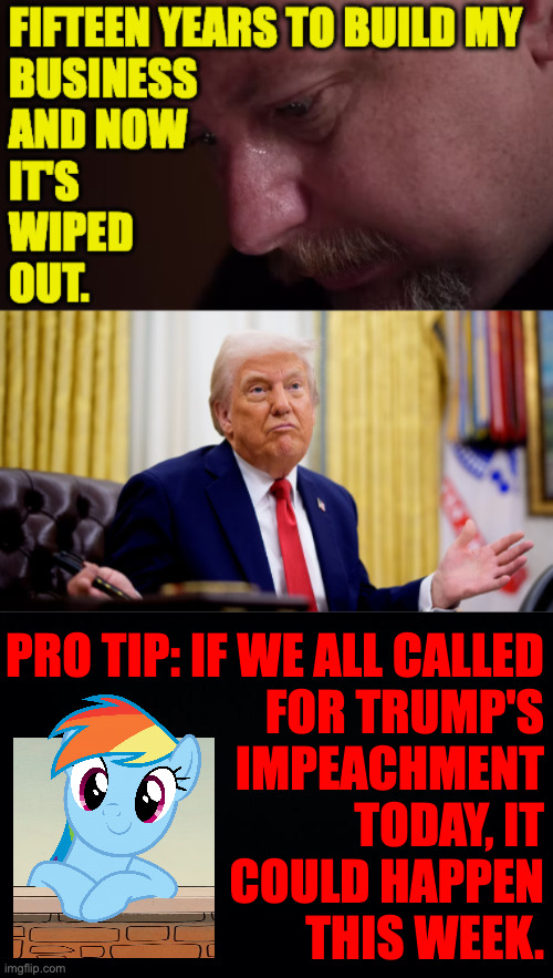 When it works, Congress is supposed to work for you. | PRO TIP: IF WE ALL CALLED
FOR TRUMP'S
IMPEACHMENT
TODAY, IT
COULD HAPPEN
THIS WEEK. | image tagged in memes,impeach trump | made w/ Imgflip meme maker