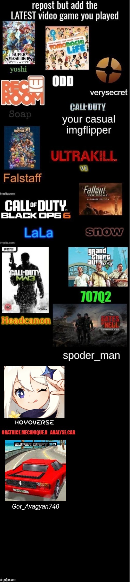 What Your Lastly Played Games? (My Childhood Game Has Super Drift 3D) | Gor_Avagyan740 | made w/ Imgflip meme maker
