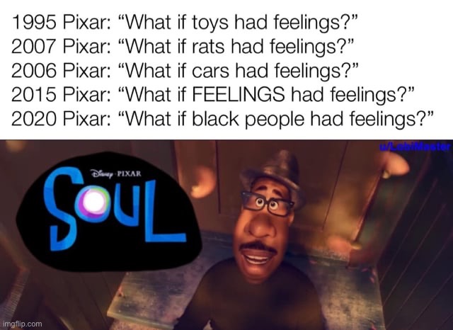 What other inferiors need feelings? | image tagged in memes,funny,pixar,black,racist | made w/ Imgflip meme maker