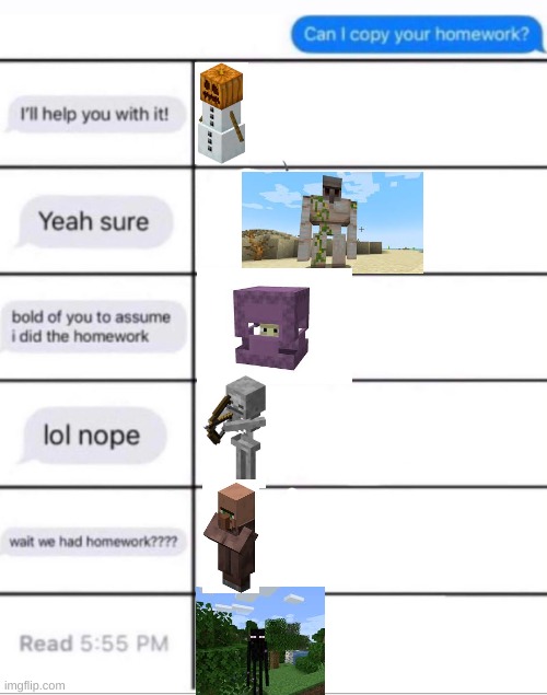 minecraft | image tagged in can i copy your homework character template | made w/ Imgflip meme maker