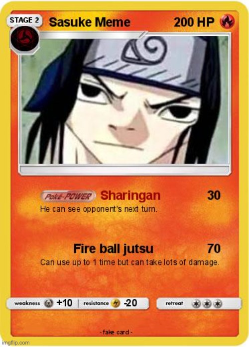 sasuke but he's a pokemon card | image tagged in pokemon | made w/ Imgflip meme maker