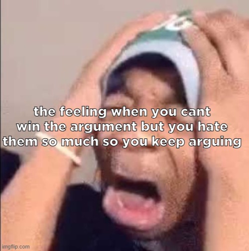 . | the feeling when you cant win the argument but you hate them so much so you keep arguing | image tagged in flightreacts crying | made w/ Imgflip meme maker