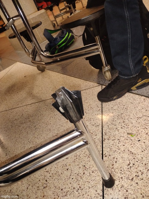 My friend somehow broke a lunch seat at school | made w/ Imgflip meme maker