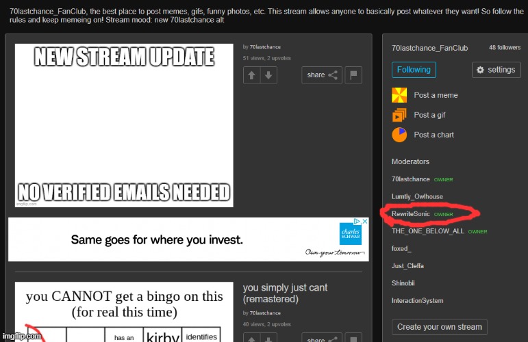 20 upvotes and ill delete the stream | image tagged in hi | made w/ Imgflip meme maker