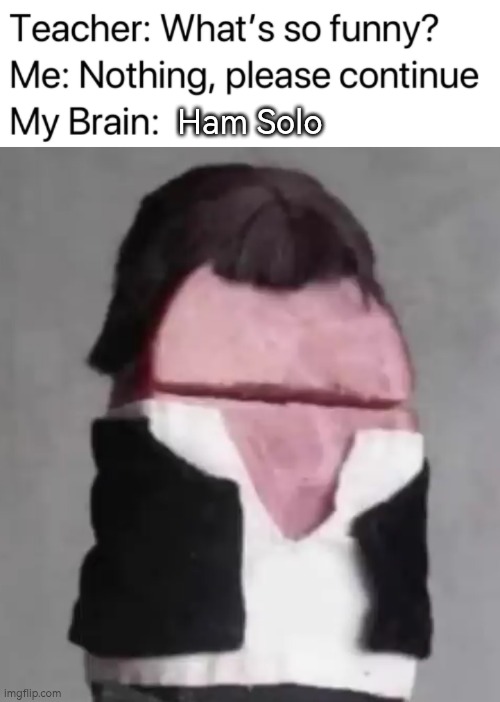 Han Solo, but tastier. | Ham Solo | image tagged in teacher what's so funny,han solo,ham | made w/ Imgflip meme maker