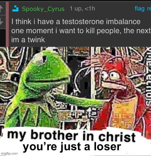 you’re just a loser | image tagged in my brother in christ | made w/ Imgflip meme maker