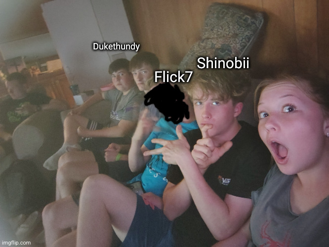 three imgflip users in one picture ? | Dukethundy; Shinobii; Flick7 | image tagged in face reveal,imgflip users,shinobii,flick7,dukethundy | made w/ Imgflip meme maker