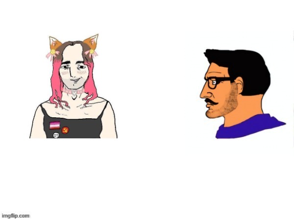 LGBTQ Vs Glasses Chad Blank Meme Template