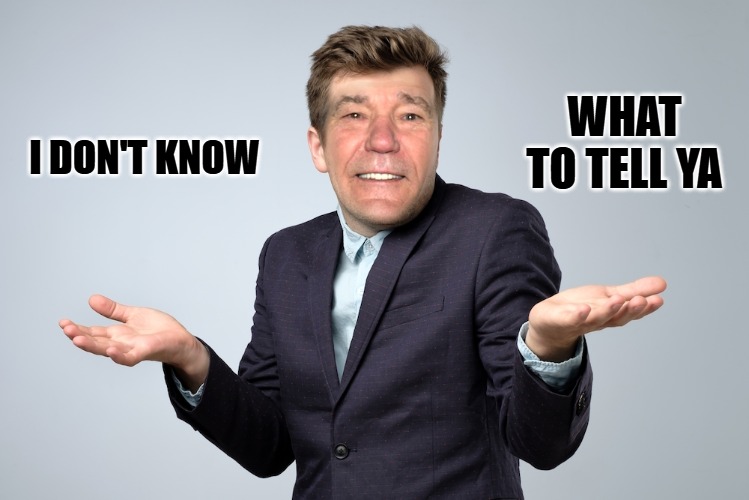 heck if I know | I DON'T KNOW WHAT TO TELL YA | image tagged in heck if i know | made w/ Imgflip meme maker