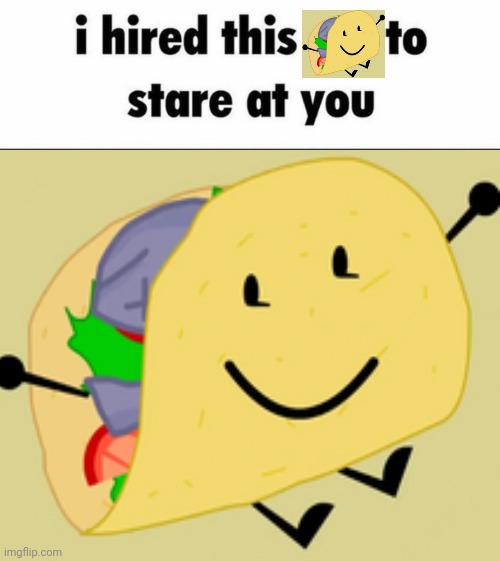 I Hired This Taco (Fries: Finally a funny meme from you for once) | image tagged in i hired this fox to stare at you | made w/ Imgflip meme maker