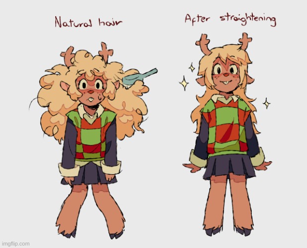 I went to reddit, found this, thought it was cute, traced it back to the original Tumbler post and am now posting it here. | image tagged in undertale,deltarune,noelle holiday,curly,hair,adorable | made w/ Imgflip meme maker