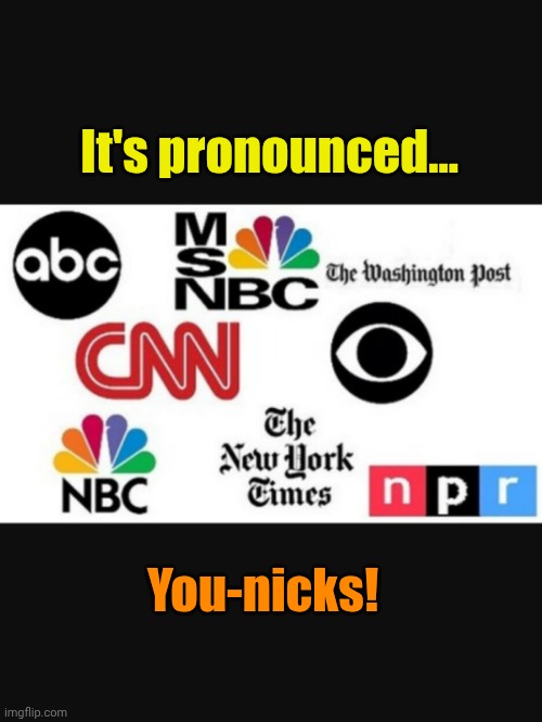 Media lies | It's pronounced... You-nicks! | image tagged in media lies | made w/ Imgflip meme maker