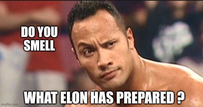The Rock Eyebrow | DO YOU
SMELL WHAT ELON HAS PREPARED ? | image tagged in the rock eyebrow | made w/ Imgflip meme maker