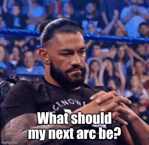 Roman Reigns disappointed | What should my next arc be? | image tagged in roman reigns disappointed | made w/ Imgflip meme maker