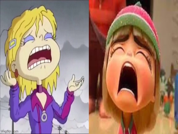 Angelica Pickles and Taffyta Muttonfudge Crying | image tagged in funny,sad,rugrats,wreck it ralph,memes | made w/ Imgflip meme maker