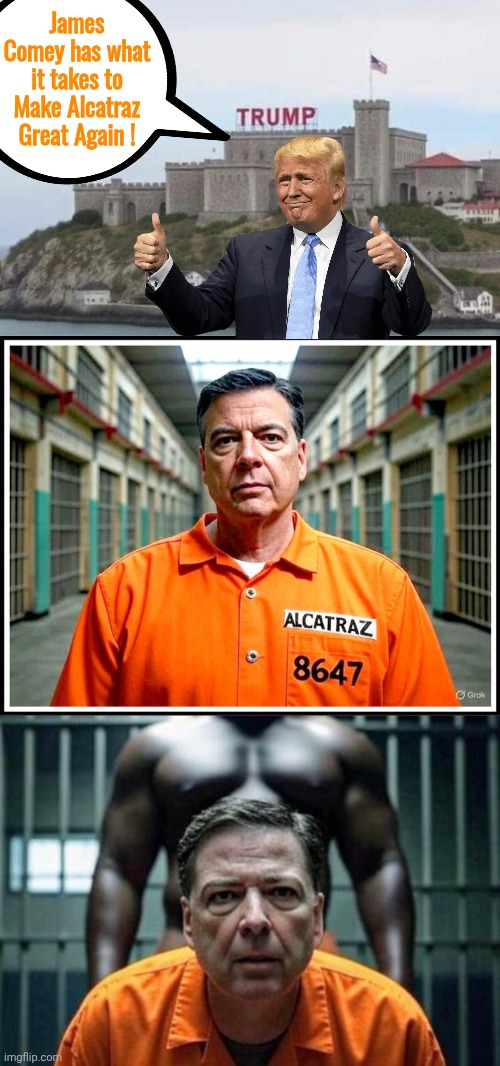 Make Alcatraz Great Again | James Comey has what it takes to Make Alcatraz Great Again ! | image tagged in james comey,prisoner,grapes | made w/ Imgflip meme maker