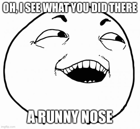 OH, I SEE WHAT YOU DID THERE A RUNNY NOSE | image tagged in i see what you did there | made w/ Imgflip meme maker