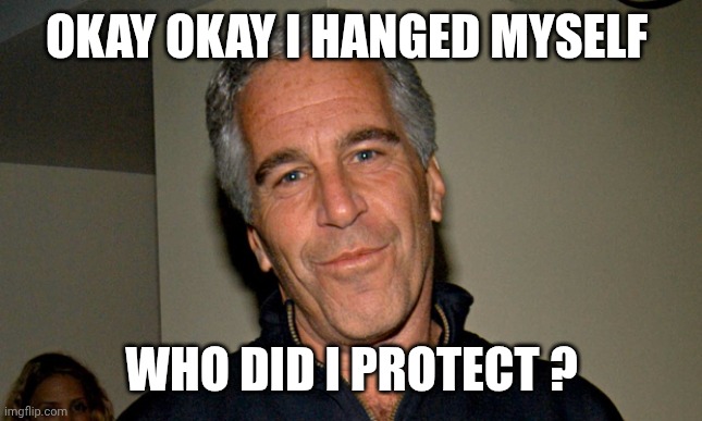 Follow The Monies | OKAY OKAY I HANGED MYSELF; WHO DID I PROTECT ? | image tagged in jeffrey epstein,freaky deaky,mickey dolence,once there was a way | made w/ Imgflip meme maker