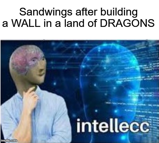 Intellecc | Sandwings after building a WALL in a land of DRAGONS | image tagged in intellecc | made w/ Imgflip meme maker