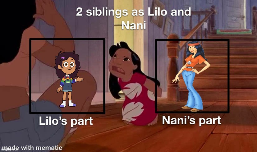 Luz and Crystal as Lilo and Nani | image tagged in blank lilo and nani meme template,scooby doo,the owl house,scooby doo crystal,owl house,luz noceda | made w/ Imgflip meme maker
