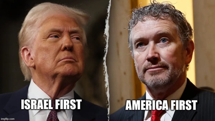 Zion Don vs. Thomas Massie (R-KY), the congressman without an AIPAC handler | image tagged in congress,kentucky,donald trump,trump,israel,america first | made w/ Imgflip meme maker