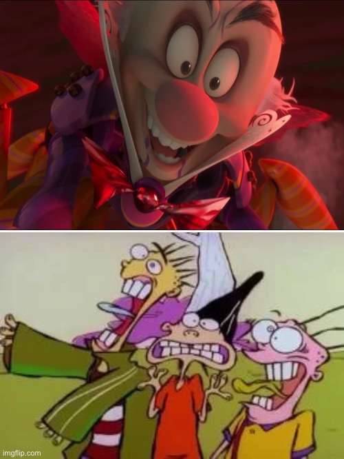 Ed, Edd n Eddy are scared of CyBug King Candy | image tagged in funny,wreck it ralph,ed edd n eddy,funny memes,reactions,scared | made w/ Imgflip meme maker