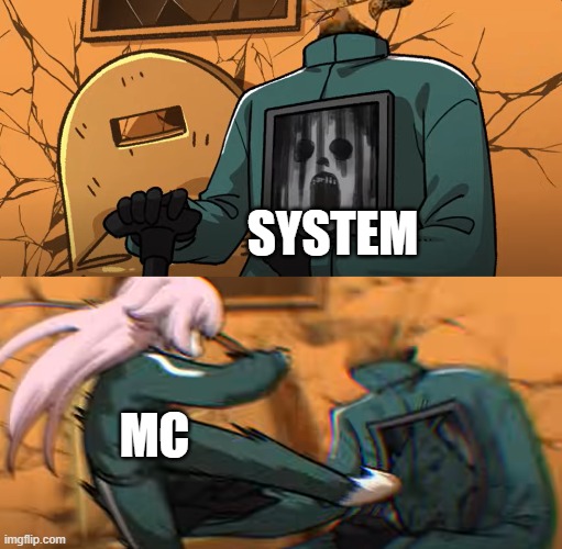 Hoshino kicking Black suit | SYSTEM MC | image tagged in hoshino kicking black suit | made w/ Imgflip meme maker